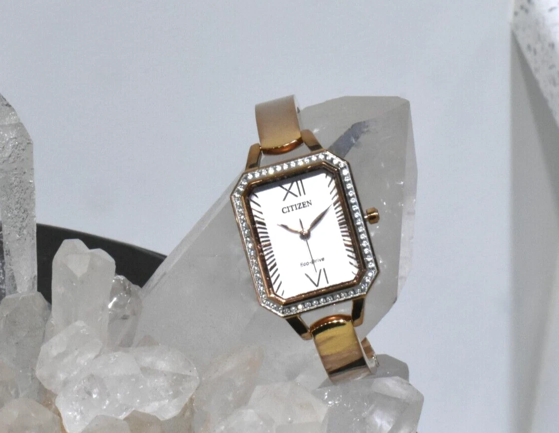 Citizen Rose Gold Tone Silhouette Crystal Eco-Drive Bracelet