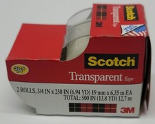 Scotch Transparent Tape 3/4" x 250", 2 Rolls 2157SS 