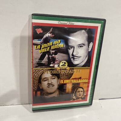 LA VIDA NO VALE NADA Y EL AMETRALLADORA 2 Movies PEDRO INFANTE DVD. Rare Mexican