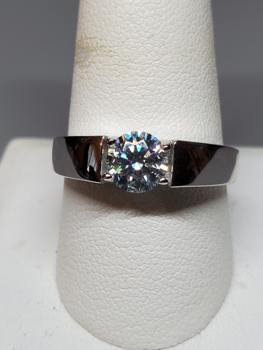 CT MOISSANITE 925 STERLING SILVER MENS RING SIZE 10