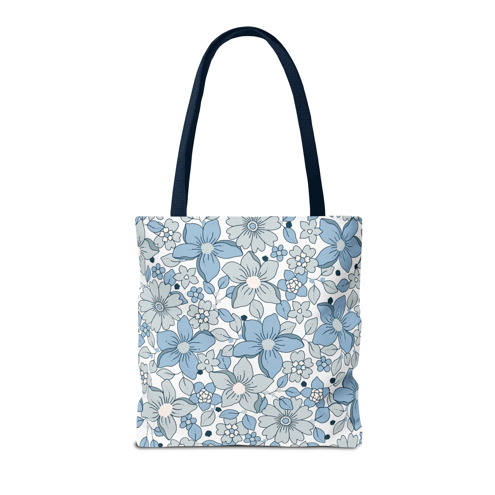 Blue And Grey Flowers Tote Bag (AOP)
