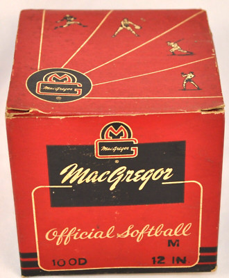 Vintage MacGregor Official Softball Dyna Flight Box B38 12in Kapok Long Fibre