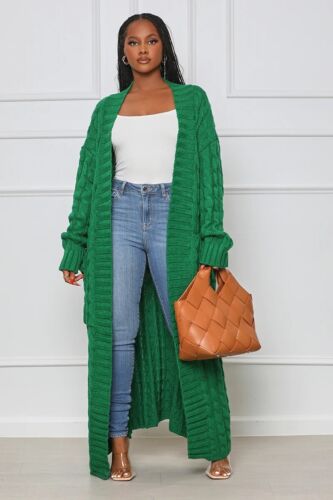 Women Chunky Knitted Long Sweater Cardigan Big Pocket Crochet Loose Maxi  Coat | eBay