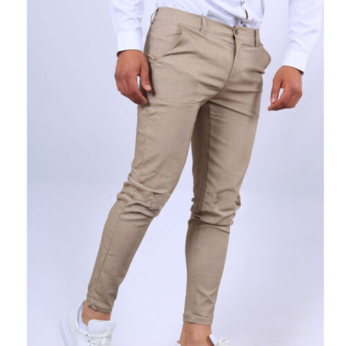 Pantaloni da lavoro uomo slim casual sportivi tinta unita skinny business - Foto 5 di 20