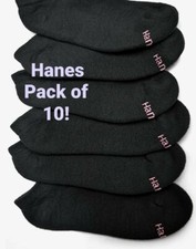 Hanes Women's No Show Socks Black Cool Comfort SIZE 8-12 ECO SMART Sole Cushion