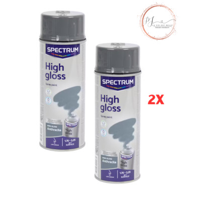 2x Spectrum Sprühfarbe Lack Spray | 400 ml | Anthrazit Hochglanz | Innen & Außen