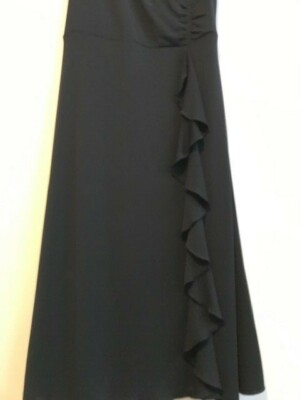 loft black ruffle dress Ruffle Maxi Dress in Black | One Shoulder Cotton Maxi Dress main image 0
