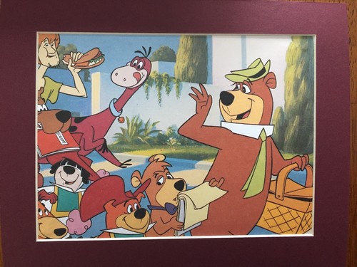 yogi bear~boo boo~dino~shaggy~8 x 10 mat print~off to work~new