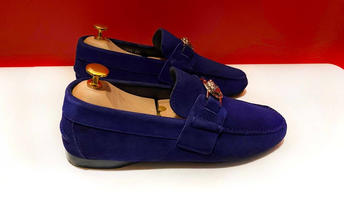 Versace Villa Loafer Men\'s Size 8 IT 41 Indigo Blue Suede $849.00 !! VERSACE MEN main image 3