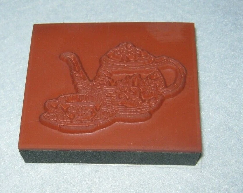 Stampin' Up! - Sello de goma espuma - Tetera y platillo - Tamaño grande - Fecha 1997 Foto 2 de 2