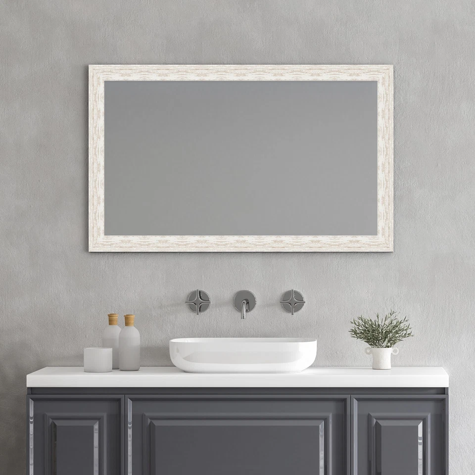 Espejo y Marco Hecho a Mano Clarionis Espejo de Pared Rectangular Acabado Blanco Bambú Foto 3 de 4