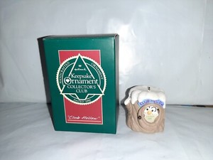 VTG 1990 HALLMARK KEEPSAKE CHRISTMAS ORNAMENT CLUB HOLLOW  CUTE OWL IN A TREE