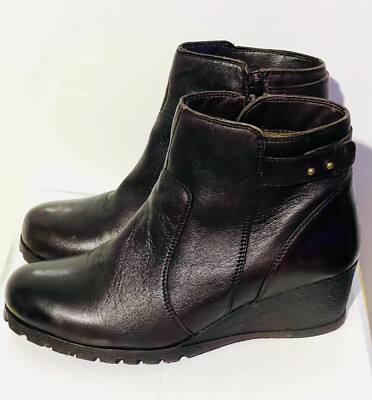 House Of Fraser womens Leather Side Zip Wedge Ankle Brown Boots uk