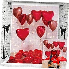 Red Heart Valentine's Day Backdrop for Photography Red Love Heart 5x7FT