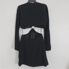 CINQ A SEPT BLACK LONG SLEEVE SOLA COCKTAIL D...