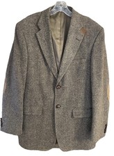Stafford Sports Jacket Wool Tweed Blazer Brown Elbow Patch Pockets Mens 40 L