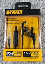 New Dewalt IPX6 Jobsite Wired Earphones Earbuds DXMA1909032 - Black