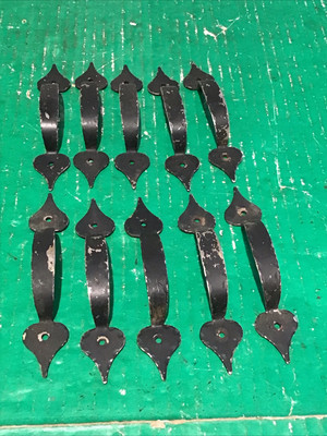 Lot of 10 Vintage AJAX USA Cabinet Door Drawer Pull Handle painted distressed 5''