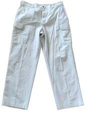 L.L. Bean Sz 36x30 Men’s beige Cargo Pants outdoor button zipper pockets adult