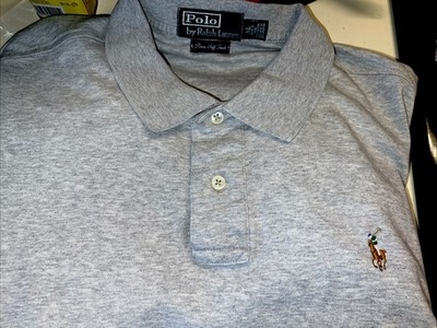 Polo Ralph Lauren PRIMA SOFT TOUCH  Men's Gray Short Sleeve Polo Shirt Size XL