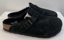 Birkenstock Boston Shearling Unisex Size M7 W9 Suede Black Casual Lined Clogs