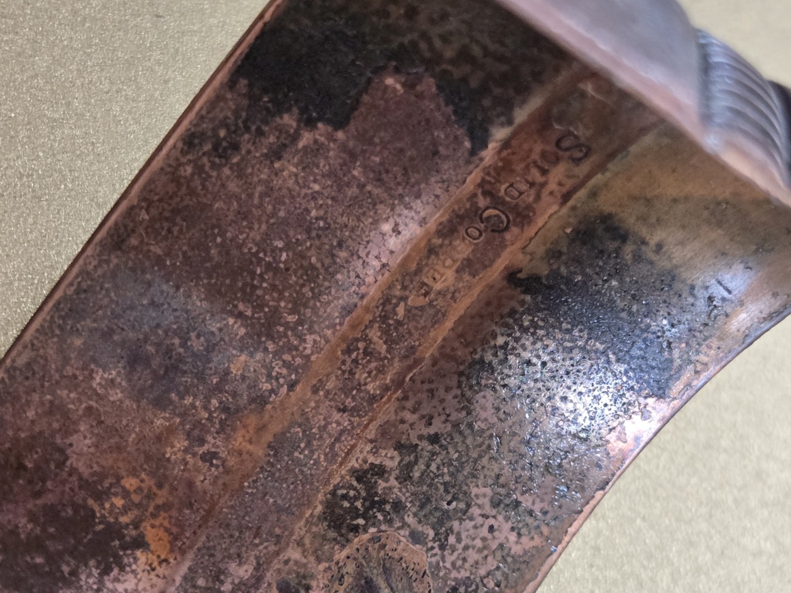 Vintage Solid Copper Cuff Bracelet - Chunky Coppe… - image 7