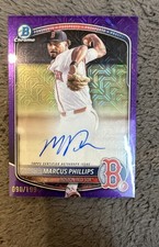 2025 Bowman Chrome Prospect Auto Marcus Phillips Purple Mojo Refrac /199 