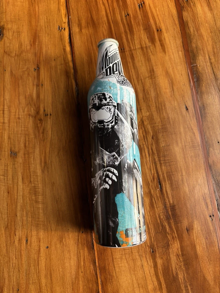 Винтажная топливная бутылка Mountain Dew Game Halo 3 Master Chief зеленая этикетка алюминий - Изображение 2 из 4