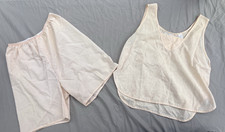 Rare 80s Vintage British Collection Coquette Jacquard Pajamas Set S As-Is