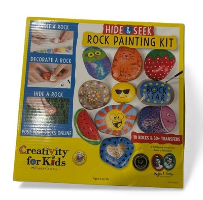 HIDE AND SEEK ROCK PAINTING KIT  (PAINT, DECORATE, HIDE) 10+ ROCKS/30+ TRANSFERS