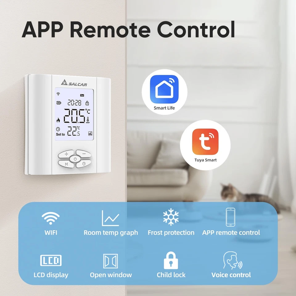 SALCAR Smart Thermostat Boiler WLAN Heizungsthermostat T5W WiFi Raumthermostat - Bild 2 von 4