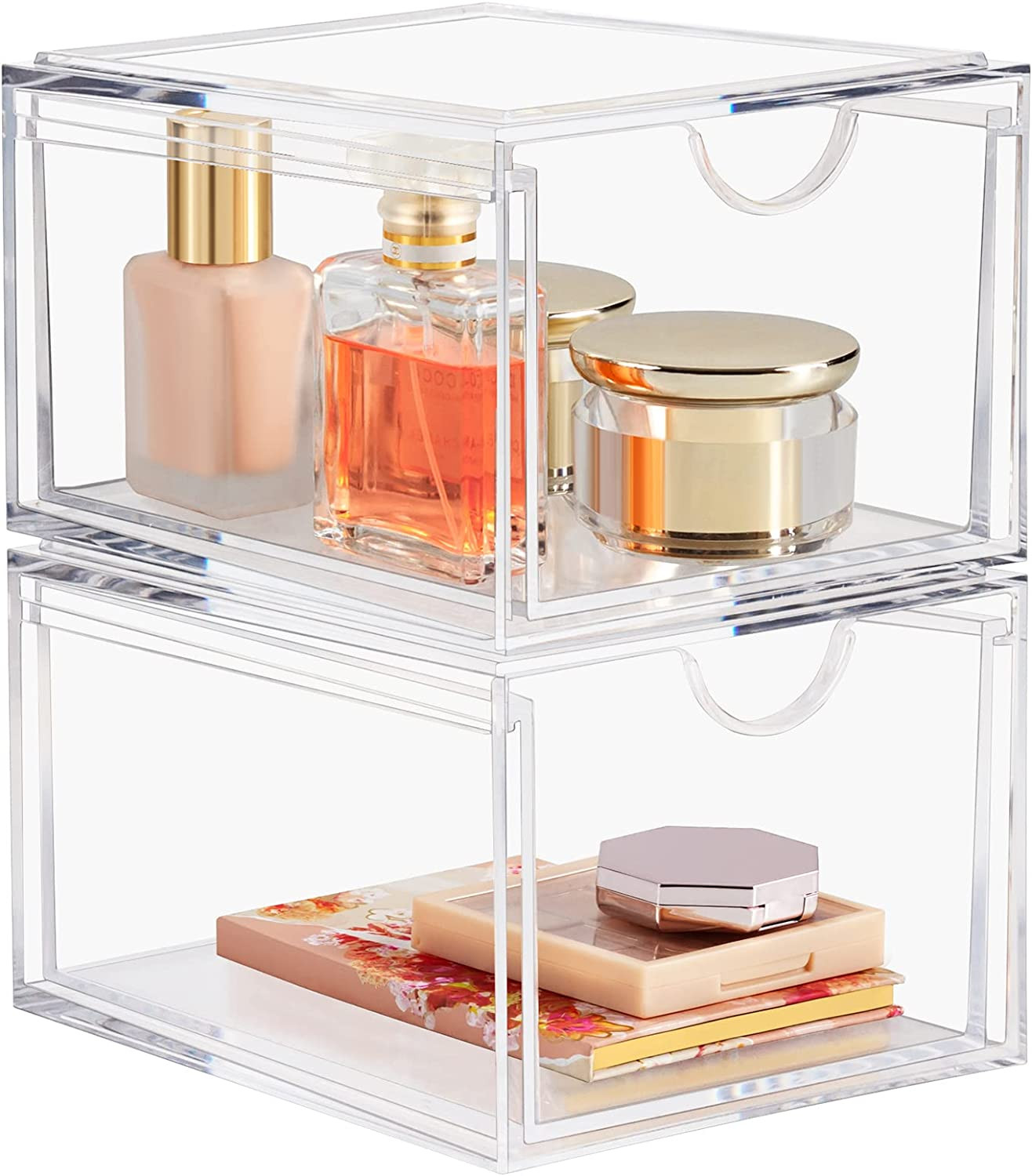 Boxalls 2 Set Organizer per Cassetti Impilabili in Acrilico, Organizer per Trucc
