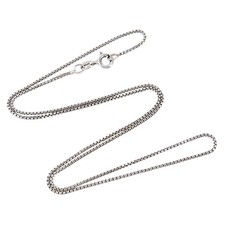Vintage Italy Sterling Silver 925 1mm Box Chain Necklace 18  