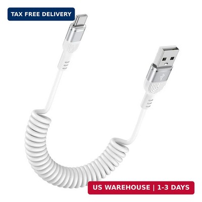 USB C iPhone 17 Pro Coiled Car Charger Cord i Phone 17 Pro Max Fast Charging Cab