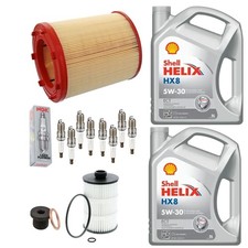SERVICE KIT 10L SHELL HX8 & FILTERS + NGK PLUGS FOR AUDI RS7 4.0 TFSI 2013-18