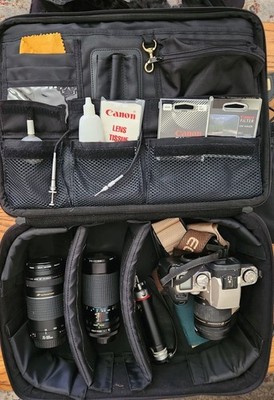 Canon EOS Elan II Camera Kit w/ 3 Different Lenses, Filters, Polo Grn Canon Case