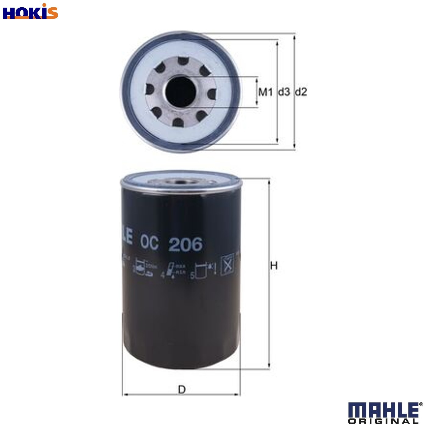 OIL FILTER OC 206 FOR MAN D0824GF02/0824GF/0824GF01/0824FL01/0824LFL04 4.6L 6cyl