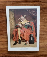 Antique 1890 A Medieval Court Jester Joker Harlequin Clown Book Chromolithograph