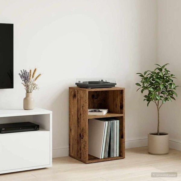 Schallplattenschrank Eichenholz 38 X 33 X 61 Cm Holzwerkstoff-image