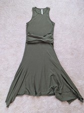  Anthropologie Ribbed Green Sleeveless Midi Dress S women's 