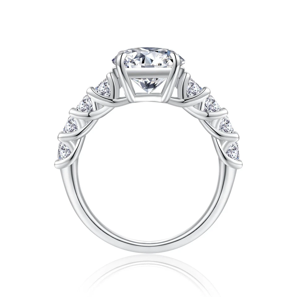 3.8CT D Color Moissanite Solitaire Engagement Ring Solid 925 Sterling Silver - Image 3 of 4