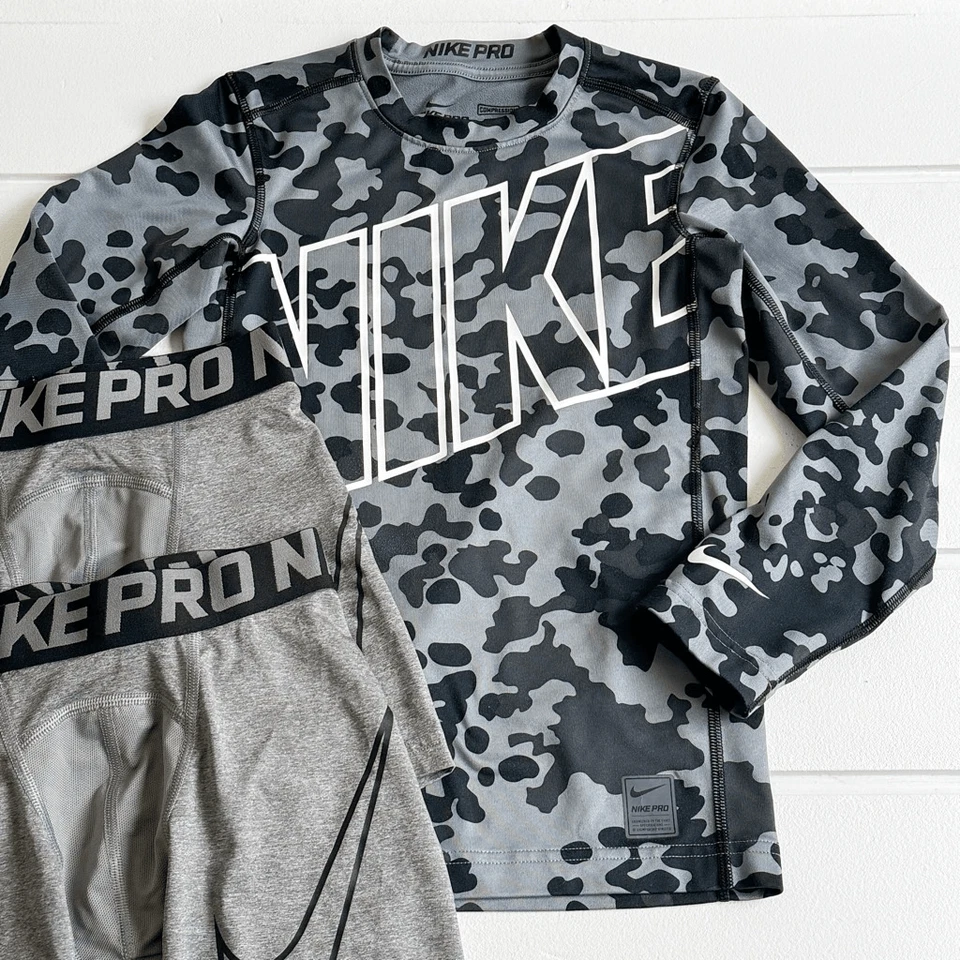 Nike Pro Boys Dri Fit Compression Shorts & Long Sleeve Top Lot Size Medium - Image 4 of 4