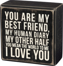 35169 Box Sign, 3.5" X 3.5", My Other Half , Black