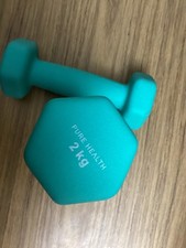 Pure Health 2 x 2kg Neoprene Dumbbells Teal Green Hexagonal Hand Weights