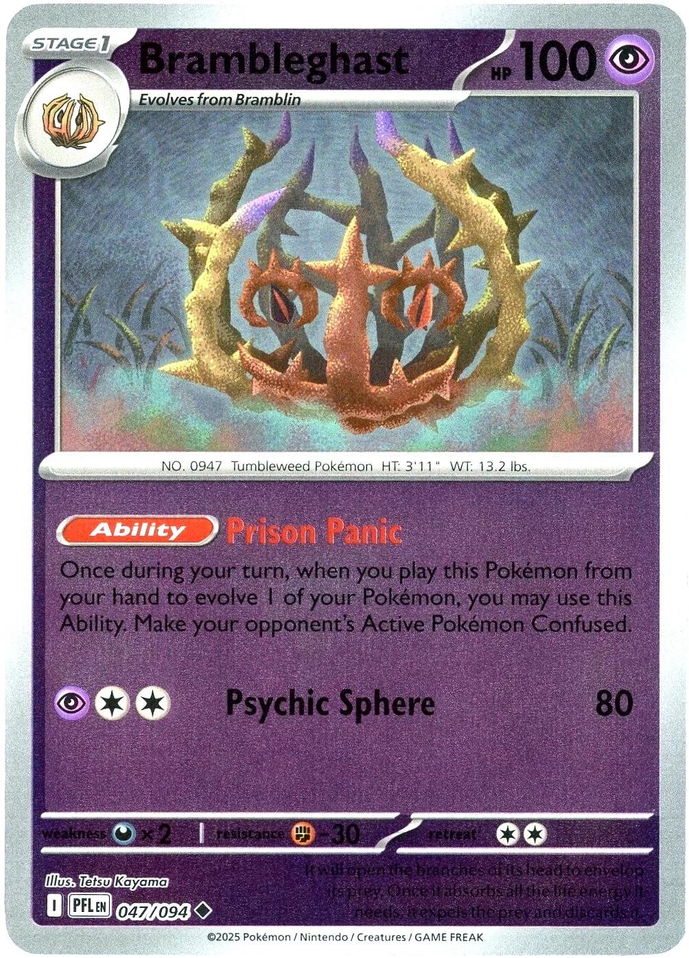 BRAMBLEGHAST 047/094 PHANTASMAL FLAMES POKEMON (REVERSE HOLO, NM)
