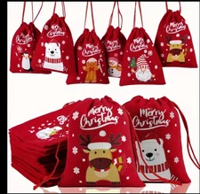 24 Pack Christmas Drawstring Gift Bags, 5x3.5", Candy, Small Gifts, Gift Cards