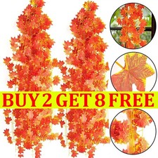 230cm Artificial Autumn Fall Maple Leaves Garland Hanging Plant Home Party Decor