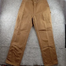 Carhartt Pants Mens 38x34 Brown Loose Fit Double Knee Duck Twill Bo1-M USA