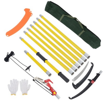 27 Feet Tree Pole Pruner Manual Branches Trimmer Tree Branch Yellow Garden Tools