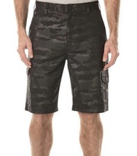 Iron Co Hybrid Cargo Shorts Mens Blackout Camo Performance Stretch Size 32